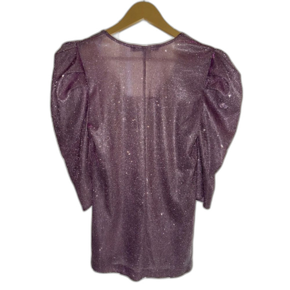 Puffy Sleeve  Purple Glitter Top - Picture 1 of 2